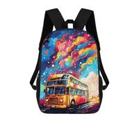 sinyumoney Sacs D'école Imprimés En 3D Pour Enfants 17inch Colorful Double-Decker Bus Journey Sac À Dos De Voyage Léger Sac À Livres Pour Enfants Garçons Et Filles