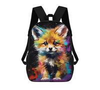 sinyumoney Sacs D'école Imprimés En 3D Pour Enfants 17inch Colorful Fox Painting Artwork Sac À Dos De Voyage Léger Sac À Livres Pour Enfants Garçons Et Filles