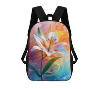 sinyumoney Sacs D'école Imprimés En 3D Pour Enfants 17inch Colorful Lily Flower Art Print-2 Sac À Dos De Voyage Léger Sac À Livres Pour Enfants Garçons Et Filles