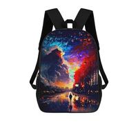 sinyumoney Sacs D'école Imprimés En 3D Pour Enfants 17inch Colorful Night Street Reflections Sac À Dos De Voyage Léger Sac À Livres Pour Enfants Garçons Et Filles