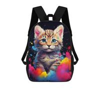 sinyumoney Sacs D'école Imprimés En 3D Pour Enfants 17inch Colorful Painted Kitten Art Sac À Dos De Voyage Léger Sac À Livres Pour Enfants Garçons Et Filles