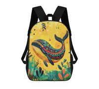 sinyumoney Sacs D'école Imprimés En 3D Pour Enfants 17inch Colorful Whale Illustration Sac À Dos De Voyage Léger Sac À Livres Pour Enfants Garçons Et Filles