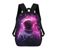 sinyumoney Sacs D'école Imprimés En 3D Pour Enfants 17inch Cosmic Astronaut Floral Art Sac À Dos De Voyage Léger Sac À Livres Pour Enfants Garçons Et Filles