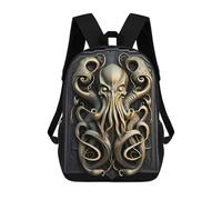 sinyumoney Sacs D'école Imprimés En 3D Pour Enfants 17inch Cthulhu Golden Art Deco Sac À Dos De Voyage Léger Sac À Livres Pour Enfants Garçons Et Filles