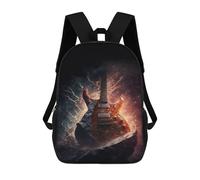 sinyumoney Sacs D'école Imprimés En 3D Pour Enfants 17inch Electric Guitar Fire Artwork Sac À Dos De Voyage Léger Sac À Livres Pour Enfants Garçons Et Filles