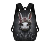 sinyumoney Sacs D'école Imprimés En 3D Pour Enfants 17inch Elegant Rabbit with Floral Crown Sac À Dos De Voyage Léger Sac À Livres Pour Enfants Garçons Et Filles
