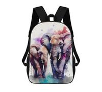 sinyumoney Sacs D'école Imprimés En 3D Pour Enfants 17inch Elephant Couple Watercolor Sac À Dos De Voyage Léger Sac À Livres Pour Enfants Garçons Et Filles