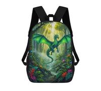 sinyumoney Sacs D'école Imprimés En 3D Pour Enfants 17inch Emerald Dragon in Lush Jungle Sac À Dos De Voyage Léger Sac À Livres Pour Enfants Garçons Et Filles