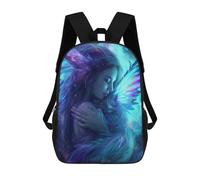 sinyumoney Sacs D'école Imprimés En 3D Pour Enfants 17inch Enchanted Fantasy Angelic Wings And Cat Embrace Sac À Dos De Voyage Léger Sac À Livres Pour Enfants Garçons Et Filles