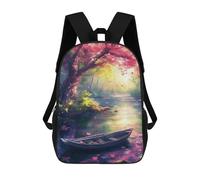 sinyumoney Sacs D'école Imprimés En 3D Pour Enfants 17inch Enchanted Forest River Scene Sac À Dos De Voyage Léger Sac À Livres Pour Enfants Garçons Et Filles