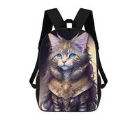 sinyumoney Sacs D'école Imprimés En 3D Pour Enfants 17inch Fantasy Cat Armor Artwork Sac À Dos De Voyage Léger Sac À Livres Pour Enfants Garçons Et Filles