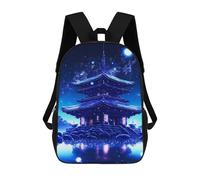 sinyumoney Sacs D'école Imprimés En 3D Pour Enfants 17inch Fantasy Japanese Pagoda Night Scene Sac À Dos De Voyage Léger Sac À Livres Pour Enfants Garçons Et Filles