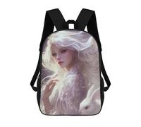 sinyumoney Sacs D'école Imprimés En 3D Pour Enfants 17inch Fantasy White Rabbit Artwork Sac À Dos De Voyage Léger Sac À Livres Pour Enfants Garçons Et Filles