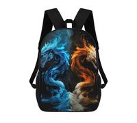 sinyumoney Sacs D'école Imprimés En 3D Pour Enfants 17inch Fire Vs. Ice Dragons Artwork -1 Sac À Dos De Voyage Léger Sac À Livres Pour Enfants Garçons Et Filles