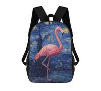 sinyumoney Sacs D'école Imprimés En 3D Pour Enfants 17inch Flamingo Night Sky Painting Sac À Dos De Voyage Léger Sac À Livres Pour Enfants Garçons Et Filles