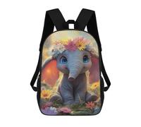 sinyumoney Sacs D'école Imprimés En 3D Pour Enfants 17inch Floral Crown Elephant Painting Sac À Dos De Voyage Léger Sac À Livres Pour Enfants Garçons Et Filles