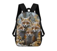 sinyumoney Sacs D'école Imprimés En 3D Pour Enfants 17inch Fox Family in Winter Sac À Dos De Voyage Léger Sac À Livres Pour Enfants Garçons Et Filles
