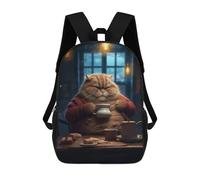 sinyumoney Sacs D'école Imprimés En 3D Pour Enfants 17inch Funny Fat Cat Coffee Drink Sac À Dos De Voyage Léger Sac À Livres Pour Enfants Garçons Et Filles
