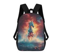 sinyumoney Sacs D'école Imprimés En 3D Pour Enfants 17inch Galactic Horse Splash Sac À Dos De Voyage Léger Sac À Livres Pour Enfants Garçons Et Filles