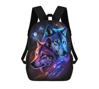 sinyumoney Sacs D'école Imprimés En 3D Pour Enfants 17inch Galactic Wolf Duo T-Shirt Sac À Dos De Voyage Léger Sac À Livres Pour Enfants Garçons Et Filles
