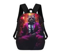 sinyumoney Sacs D'école Imprimés En 3D Pour Enfants 17inch Gangster Cat Sac À Dos De Voyage Léger Sac À Livres Pour Enfants Garçons Et Filles