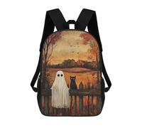 sinyumoney Sacs D'école Imprimés En 3D Pour Enfants 17inch Ghost Cat Halloween Art Print Sac À Dos De Voyage Léger Sac À Livres Pour Enfants Garçons Et Filles