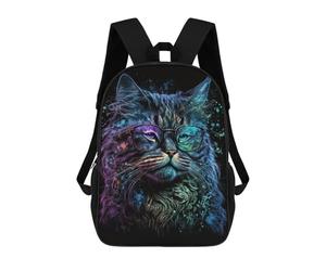 sinyumoney Sacs D'école Imprimés En 3D Pour Enfants 17inch Glamorous Cat with Glasses Art Print Sac À Dos De Voyage Léger Sac À Livres Pour Enfants Garçons Et Filles