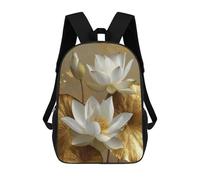 sinyumoney Sacs D'école Imprimés En 3D Pour Enfants 17inch Golden Lotus Flower Art Print Sac À Dos De Voyage Léger Sac À Livres Pour Enfants Garçons Et Filles