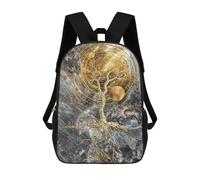 sinyumoney Sacs D'école Imprimés En 3D Pour Enfants 17inch Golden Tree of Life Sac À Dos De Voyage Léger Sac À Livres Pour Enfants Garçons Et Filles