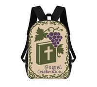 sinyumoney Sacs D'école Imprimés En 3D Pour Enfants 17inch Gospel Celebration Bible And Grapes Sac À Dos De Voyage Léger Sac À Livres Pour Enfants Garçons Et Filles