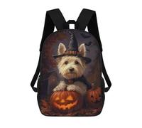 sinyumoney Sacs D'école Imprimés En 3D Pour Enfants 17inch Halloween Dog with Pumpkins Sac À Dos De Voyage Léger Sac À Livres Pour Enfants Garçons Et Filles