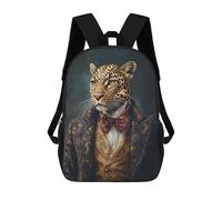 sinyumoney Sacs D'école Imprimés En 3D Pour Enfants 17inch Leopard in Formal Attire Sac À Dos De Voyage Léger Sac À Livres Pour Enfants Garçons Et Filles