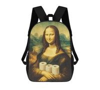sinyumoney Sacs D'école Imprimés En 3D Pour Enfants 17inch Monumental Mona Lisa with Toilet Paper Sac À Dos De Voyage Léger Sac À Livres Pour Enfants Garçons Et Filles