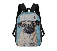 sinyumoney Sacs D'école Imprimés En 3D Pour Enfants 17inch Pug with Toilet Paper on Head-2 Sac À Dos De Voyage Léger Sac À Livres Pour Enfants Garçons Et Filles