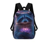 sinyumoney Sacs D'école Imprimés En 3D Pour Enfants 17inch Raccoon Holding Lotus Flower-1 Sac À Dos De Voyage Léger Sac À Livres Pour Enfants Garçons Et Filles