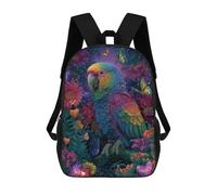 sinyumoney Sacs D'école Imprimés En 3D Pour Enfants 17inch Rainbow Parrot Garden-1 Sac À Dos De Voyage Léger Sac À Livres Pour Enfants Garçons Et Filles