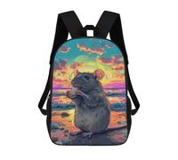 sinyumoney Sacs D'école Imprimés En 3D Pour Enfants 17inch Rat Eating on Beach Sunset Sac À Dos De Voyage Léger Sac À Livres Pour Enfants Garçons Et Filles