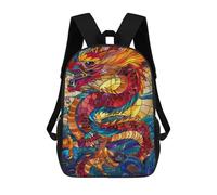 sinyumoney Sacs D'école Imprimés En 3D Pour Enfants 17inch Stained Glass Dragon Artwork-1 Sac À Dos De Voyage Léger Sac À Livres Pour Enfants Garçons Et Filles