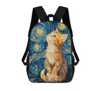 sinyumoney Sacs D'école Imprimés En 3D Pour Enfants 17inch Starry Night Cat Painting -2 Sac À Dos De Voyage Léger Sac À Livres Pour Enfants Garçons Et Filles