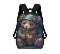 sinyumoney Sacs D'école Imprimés En 3D Pour Enfants 17inch Steampunk Teddy Bear with Heart Sac À Dos De Voyage Léger Sac À Livres Pour Enfants Garçons Et Filles