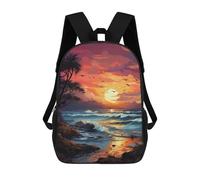 sinyumoney Sacs D'école Imprimés En 3D Pour Enfants 17inch Sunset Ocean Waves Sac À Dos De Voyage Léger Sac À Livres Pour Enfants Garçons Et Filles
