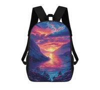 sinyumoney Sacs D'école Imprimés En 3D Pour Enfants 17inch Sunset Over Mountain Lake Sac À Dos De Voyage Léger Sac À Livres Pour Enfants Garçons Et Filles