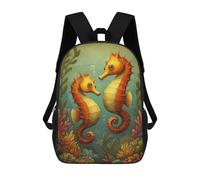 sinyumoney Sacs D'école Imprimés En 3D Pour Enfants 17inch Two Seahorses in Ocean Scene Sac À Dos De Voyage Léger Sac À Livres Pour Enfants Garçons Et Filles