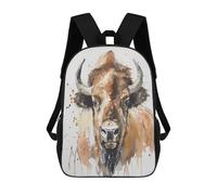 sinyumoney Sacs D'école Imprimés En 3D Pour Enfants 17inch Watercolor Bison Sac À Dos De Voyage Léger Sac À Livres Pour Enfants Garçons Et Filles