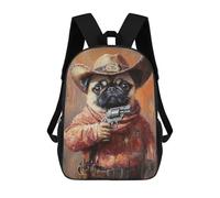 sinyumoney Sacs D'école Imprimés En 3D Pour Enfants 17inch Western Pug Sheriff Art Print Sac À Dos De Voyage Léger Sac À Livres Pour Enfants Garçons Et Filles