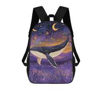 sinyumoney Sacs D'école Imprimés En 3D Pour Enfants 17inch Whale in Starry Night-1 Sac À Dos De Voyage Léger Sac À Livres Pour Enfants Garçons Et Filles