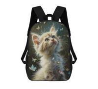 sinyumoney Sacs D'école Imprimés En 3D Pour Enfants 17inch Whiskered Whimsy Cat with Butterflies Sac À Dos De Voyage Léger Sac À Livres Pour Enfants Garçons Et Filles