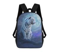 sinyumoney Sacs D'école Imprimés En 3D Pour Enfants 17inch White Tiger Moonlit Night Sac À Dos De Voyage Léger Sac À Livres Pour Enfants Garçons Et Filles