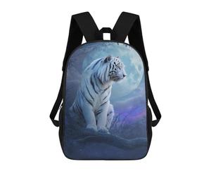 sinyumoney Sacs D'école Imprimés En 3D Pour Enfants 17inch White Tiger Moonlit Night Sac À Dos De Voyage Léger Sac À Livres Pour Enfants Garçons Et Filles