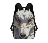 sinyumoney Sacs D'école Imprimés En 3D Pour Enfants 17inch White Wolf with Golden Accents Sac À Dos De Voyage Léger Sac À Livres Pour Enfants Garçons Et Filles